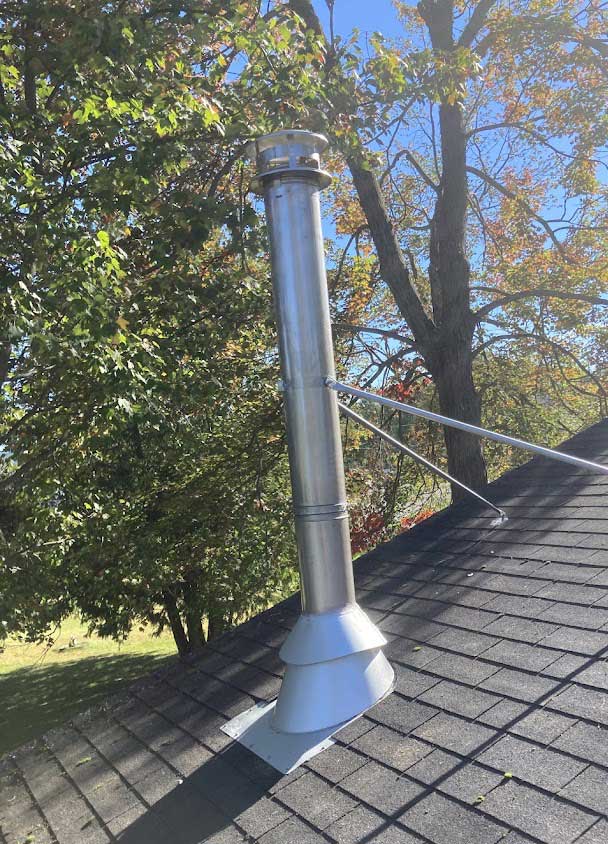 Chimney roof support system installation