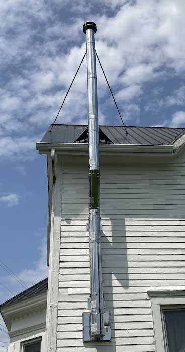 Tall residential chimney system installation